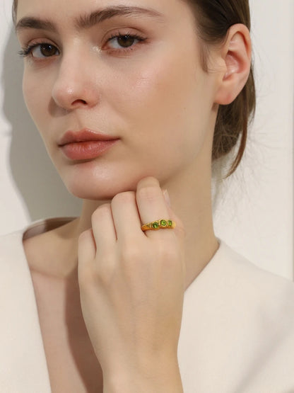 Green Zircon Ring - Chic Jewelry - OLIVIA JEWELRY