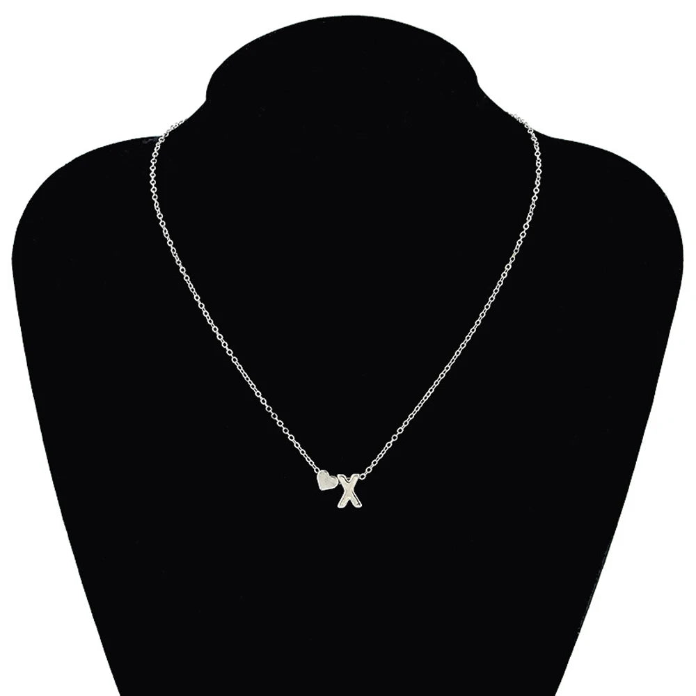 SUMENG Fashion Tiny Heart Dainty Initial Necklace Gold Silver Color Letter Name Choker  For Women Pendant Jewelry Gift - OLIVIA JEWELRY
