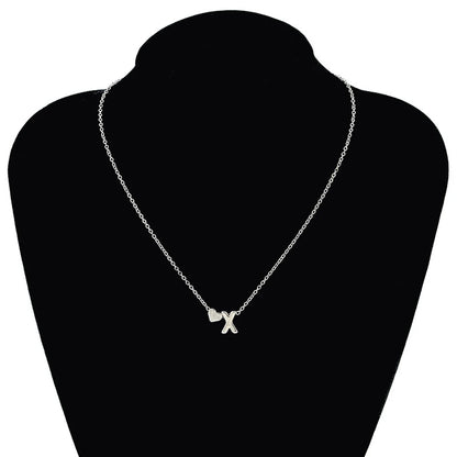 SUMENG Fashion Tiny Heart Dainty Initial Necklace Gold Silver Color Letter Name Choker  For Women Pendant Jewelry Gift - OLIVIA JEWELRY