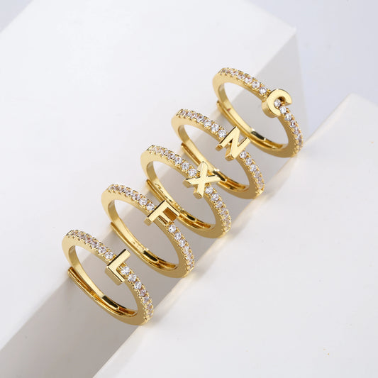 Initials Letter Ring Classic Gift - OLIVIA JEWELRY
