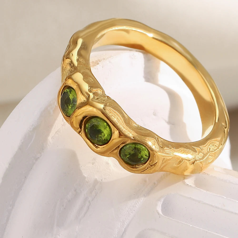 Green Zircon Ring - Chic Jewelry - OLIVIA JEWELRY