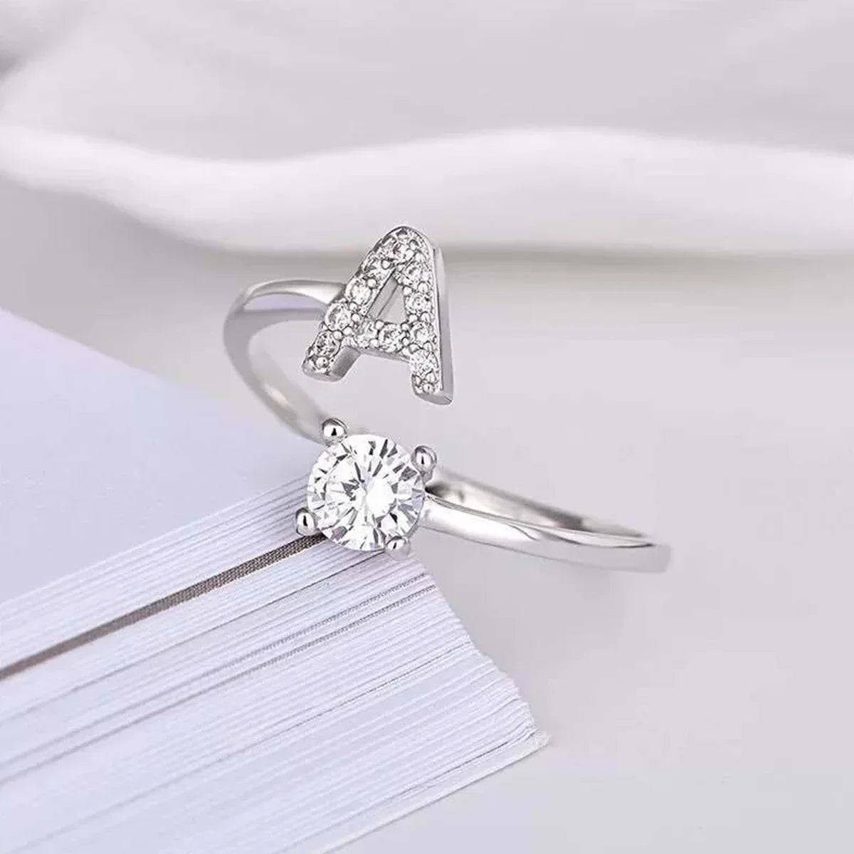 Initials Rings Zircon Letter Rings Wedding - OLIVIA JEWELRY