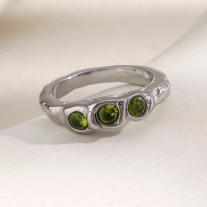 Green Zircon Ring - Chic Jewelry - OLIVIA JEWELRY