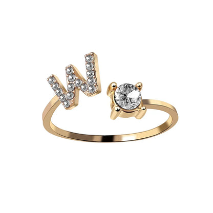 Initials Rings Zircon Letter Rings Wedding - OLIVIA JEWELRY