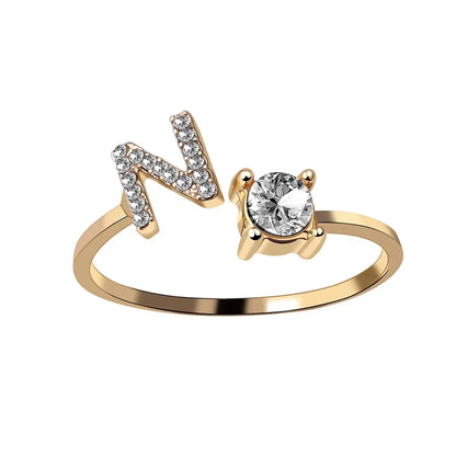 Initials Rings Zircon Letter Rings Wedding - OLIVIA JEWELRY