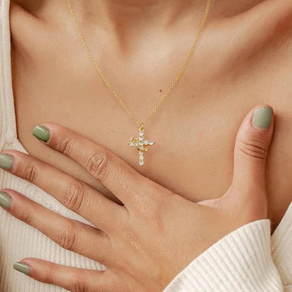 Crown Cross Women Necklace Zircon
