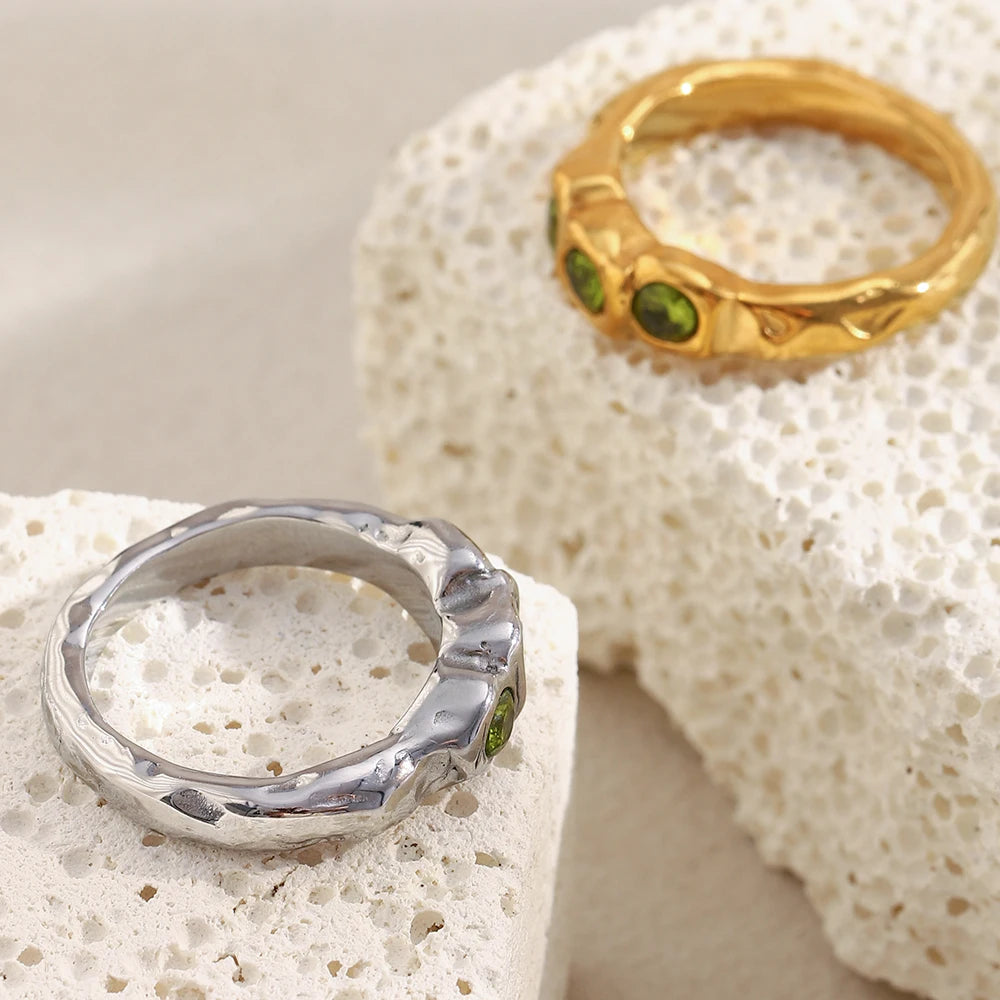 Green Zircon Ring - Chic Jewelry - OLIVIA JEWELRY