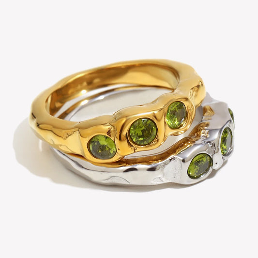 Green Zircon Ring - Chic Jewelry - OLIVIA JEWELRY