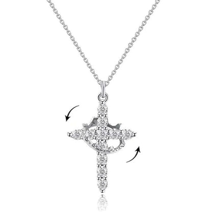 Crown Cross Women Necklace Zircon