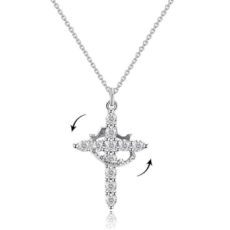 Crown Cross Women Necklace Zircon