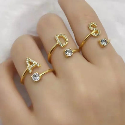 Initials Rings Zircon Letter Rings Wedding - OLIVIA JEWELRY