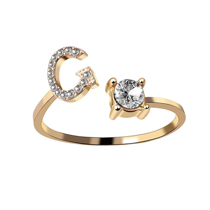 Initials Rings Zircon Letter Rings Wedding - OLIVIA JEWELRY