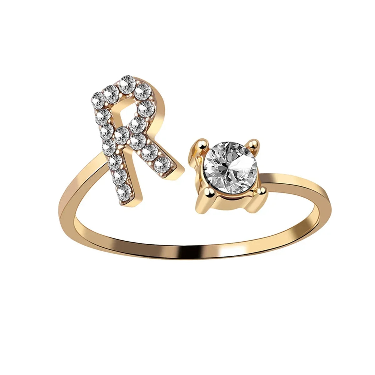 Initials Rings Zircon Letter Rings Wedding - OLIVIA JEWELRY