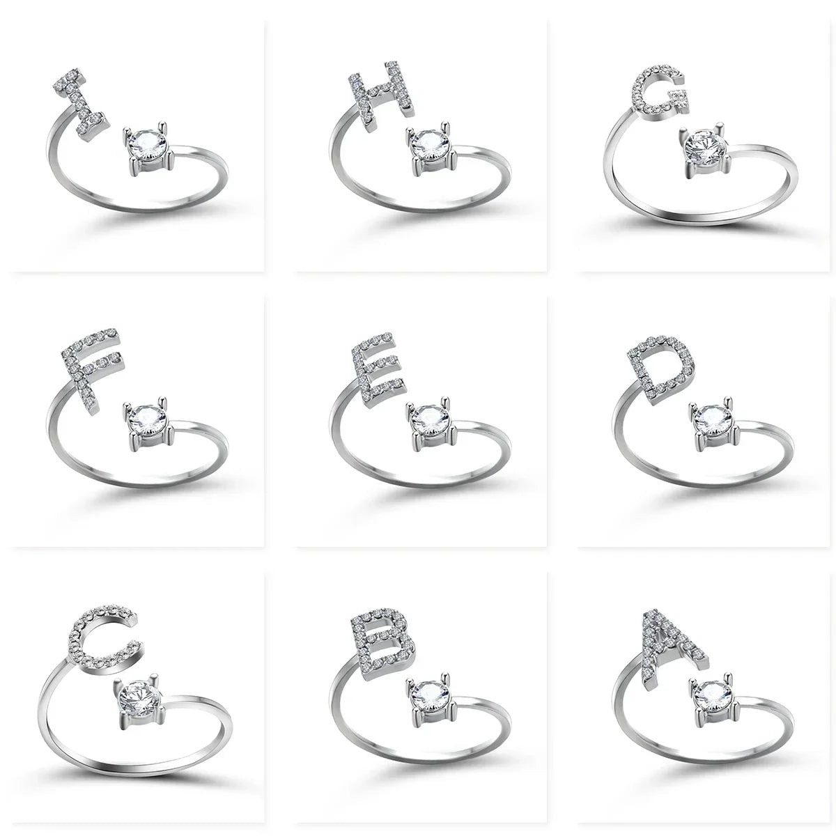 Initials Rings Zircon Letter Rings Wedding - OLIVIA JEWELRY