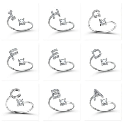 Initials Rings Zircon Letter Rings Wedding - OLIVIA JEWELRY