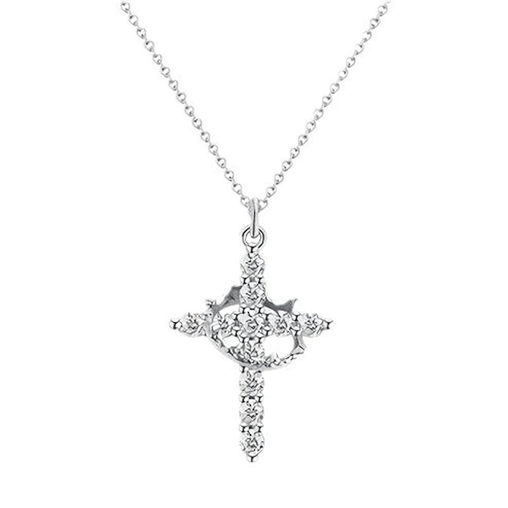 Crown Cross Women Necklace Zircon