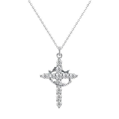 Crown Cross Women Necklace Zircon