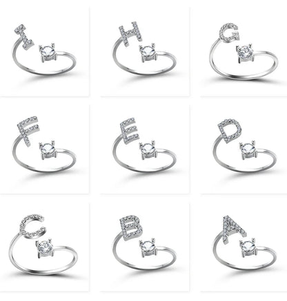 Initials Rings Zircon Letter Rings Wedding - OLIVIA JEWELRY