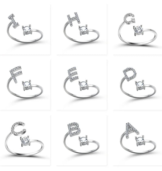 Initials Rings Zircon Letter Rings Wedding - OLIVIA JEWELRY