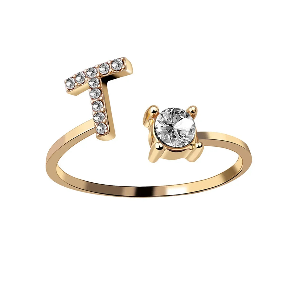 Initials Rings Zircon Letter Rings Wedding - OLIVIA JEWELRY