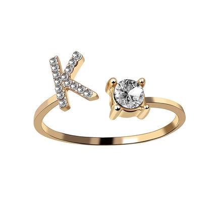Initials Rings Zircon Letter Rings Wedding - OLIVIA JEWELRY