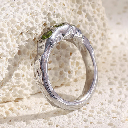 Green Zircon Ring - Chic Jewelry - OLIVIA JEWELRY