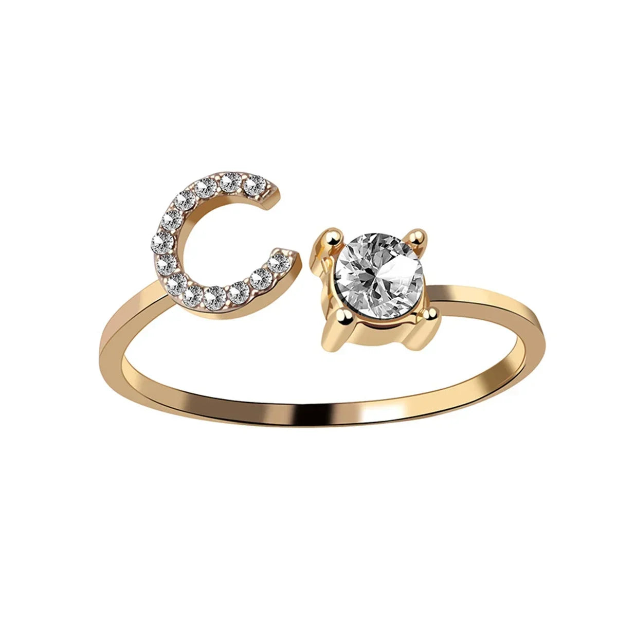 Initials Rings Zircon Letter Rings Wedding - OLIVIA JEWELRY