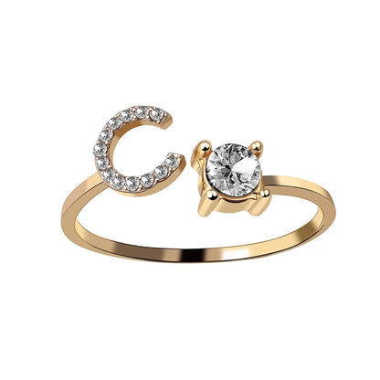 Initials Rings Zircon Letter Rings Wedding - OLIVIA JEWELRY