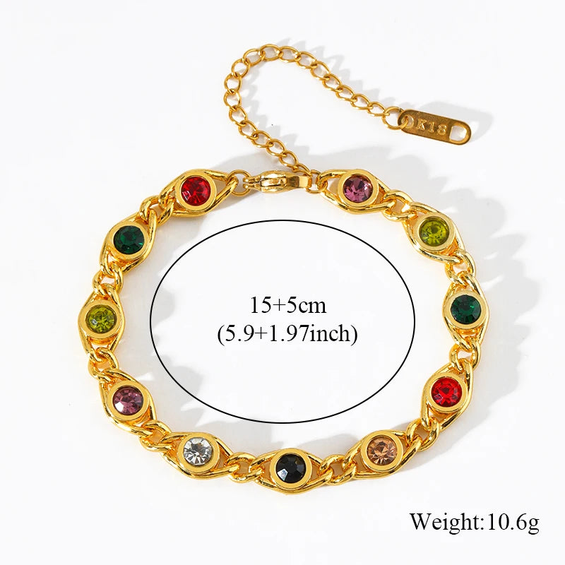 Zircon Necklace & Bracelet Golden - OLIVIA JEWELRY