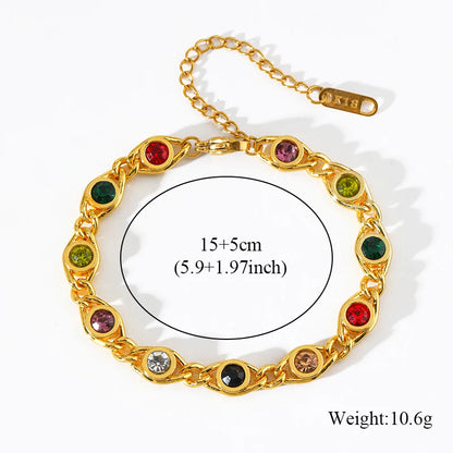Zircon Necklace & Bracelet Golden - OLIVIA JEWELRY