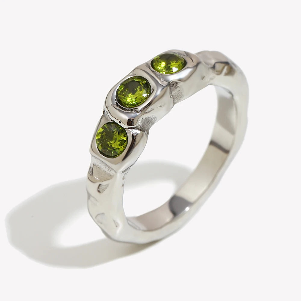 Green Zircon Ring - Chic Jewelry - OLIVIA JEWELRY