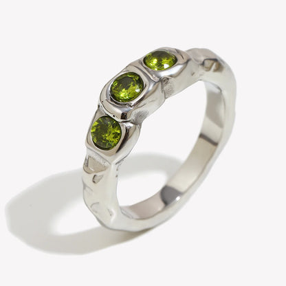 Green Zircon Ring - Chic Jewelry - OLIVIA JEWELRY