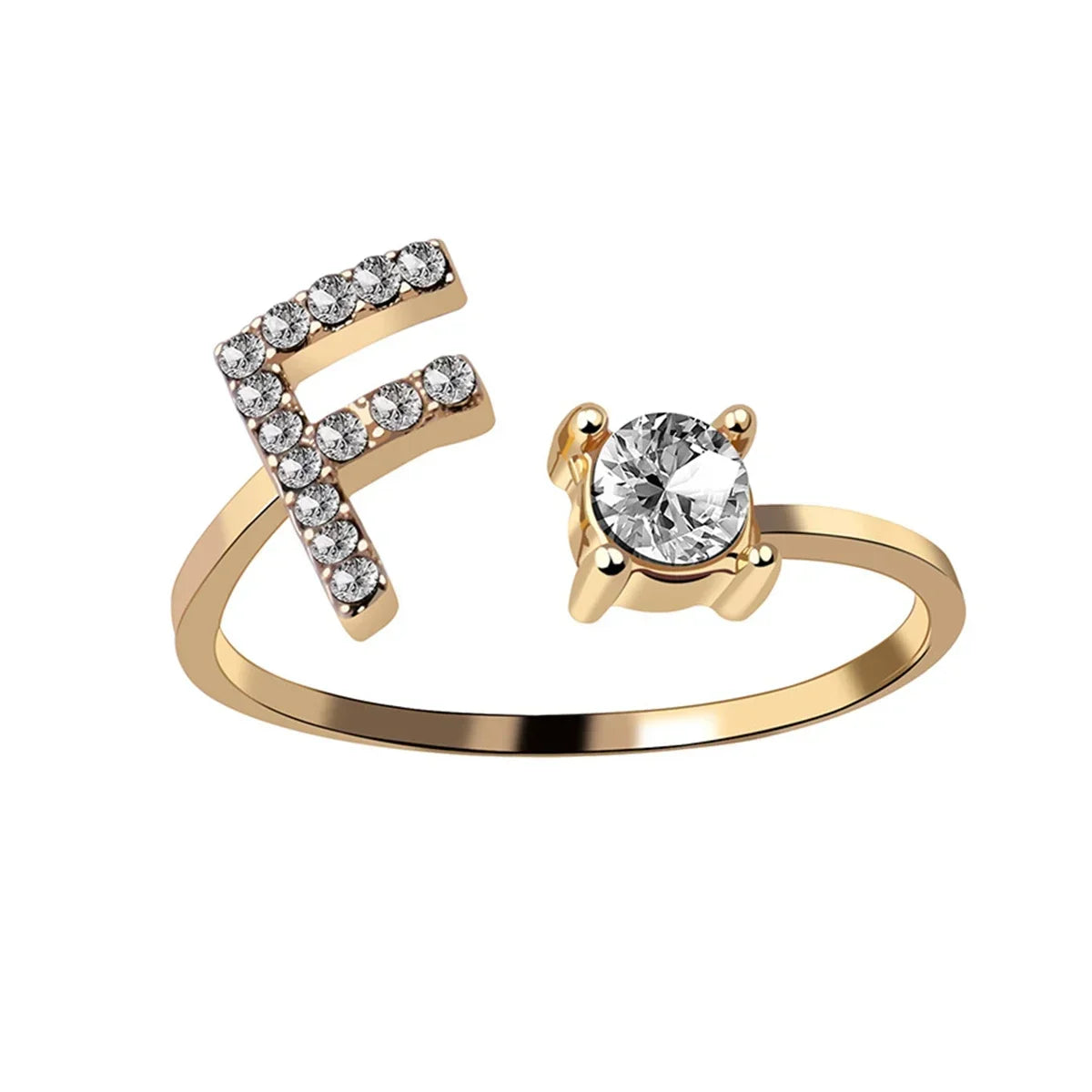 Initials Rings Zircon Letter Rings Wedding - OLIVIA JEWELRY