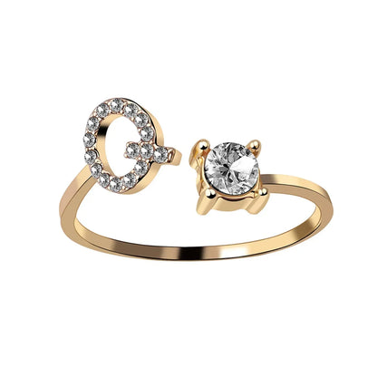 Initials Rings Zircon Letter Rings Wedding - OLIVIA JEWELRY