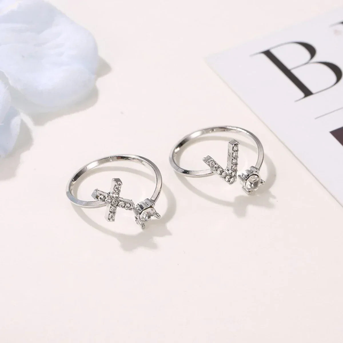 Initials Rings Zircon Letter Rings Wedding - OLIVIA JEWELRY