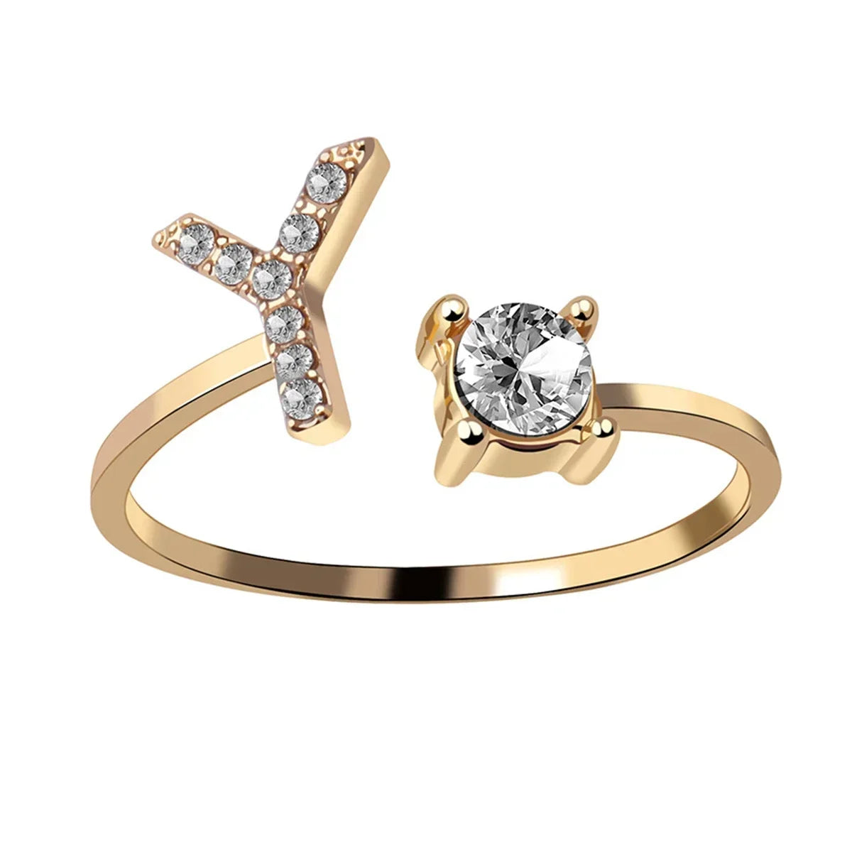 Initials Rings Zircon Letter Rings Wedding - OLIVIA JEWELRY