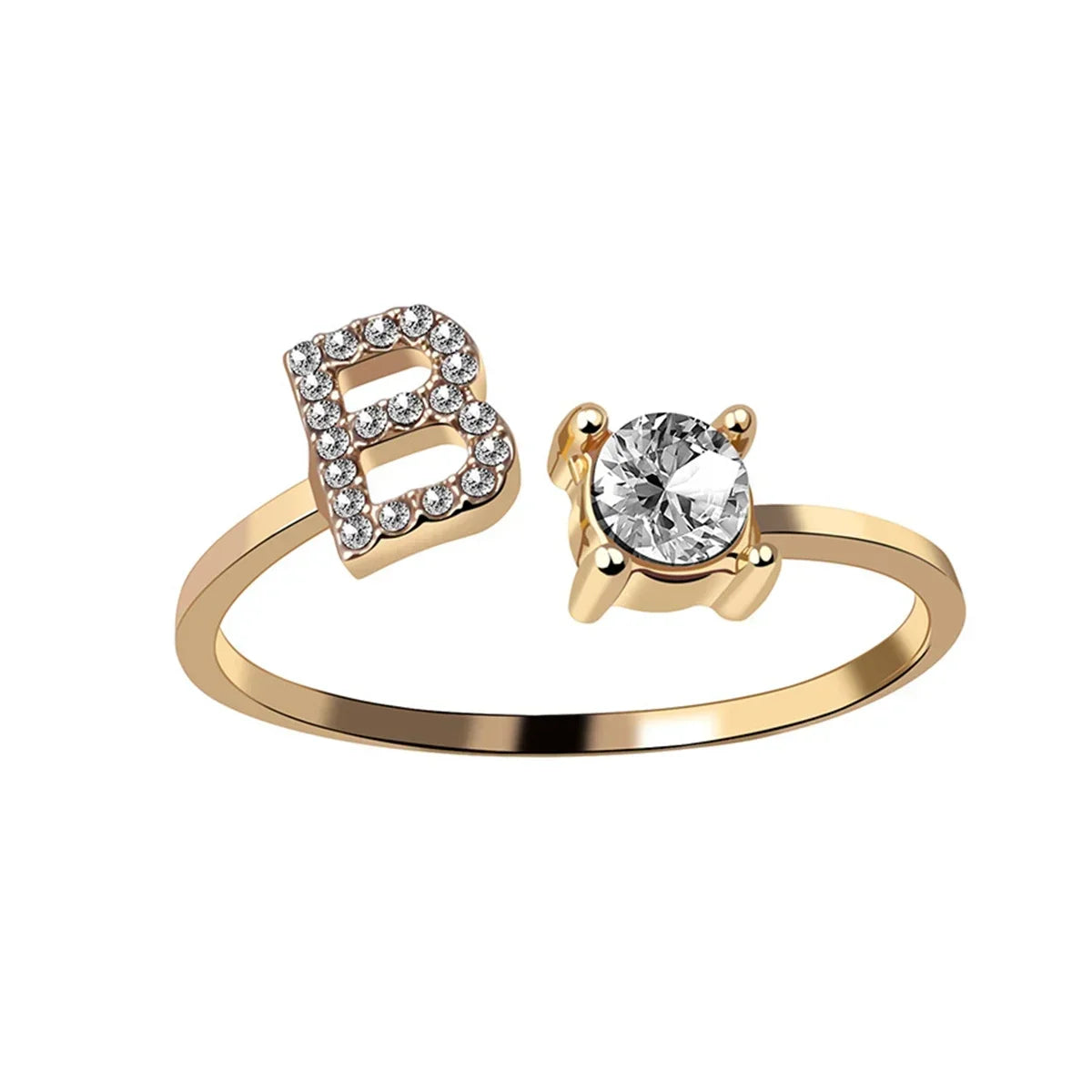 Initials Rings Zircon Letter Rings Wedding - OLIVIA JEWELRY