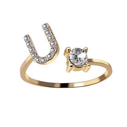 Initials Rings Zircon Letter Rings Wedding - OLIVIA JEWELRY