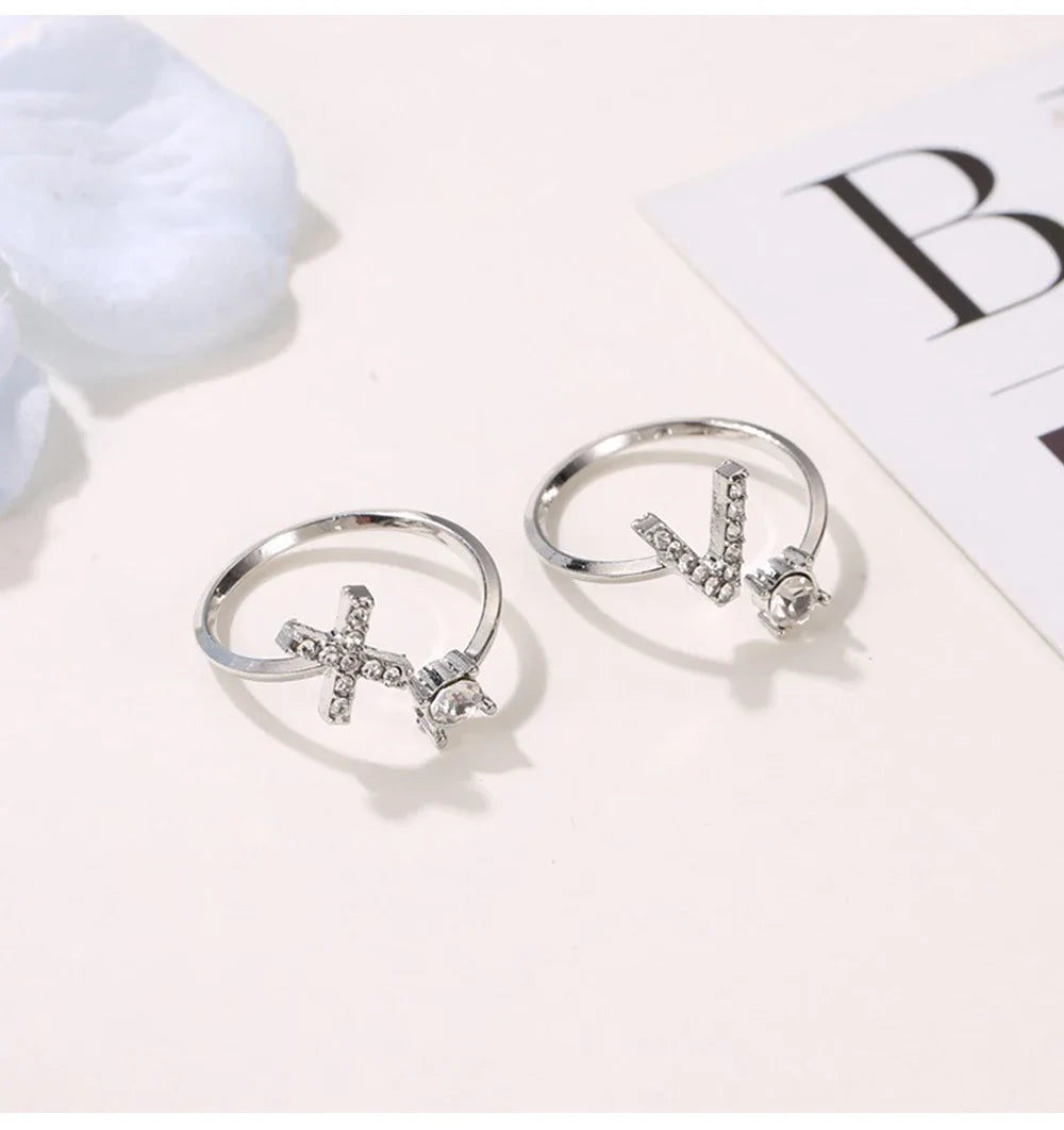 Initials Rings Zircon Letter Rings Wedding - OLIVIA JEWELRY