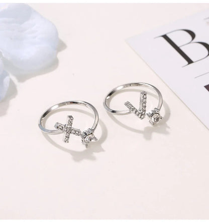 Initials Rings Zircon Letter Rings Wedding - OLIVIA JEWELRY