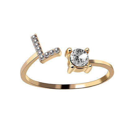 Initials Rings Zircon Letter Rings Wedding - OLIVIA JEWELRY