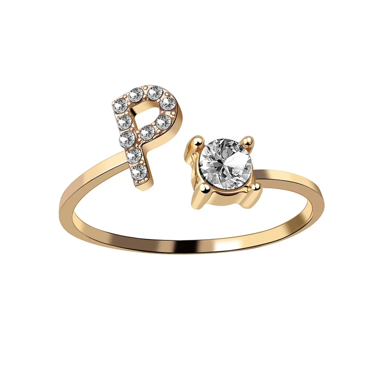 Initials Rings Zircon Letter Rings Wedding - OLIVIA JEWELRY