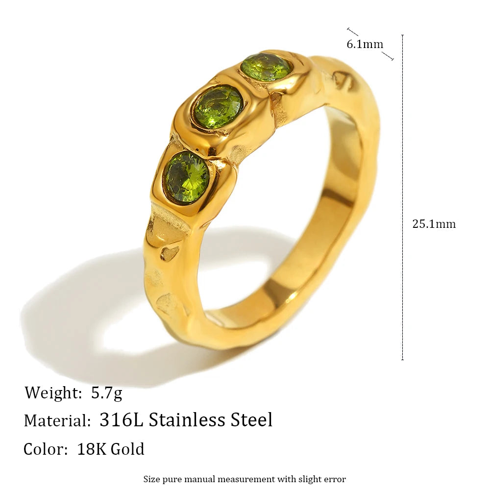 Green Zircon Ring - Chic Jewelry - OLIVIA JEWELRY