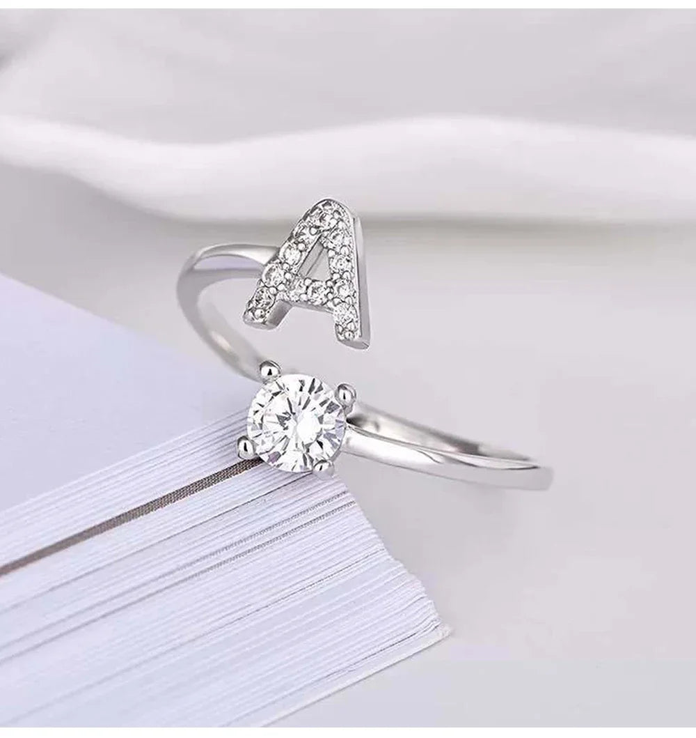 Initials Rings Zircon Letter Rings Wedding - OLIVIA JEWELRY
