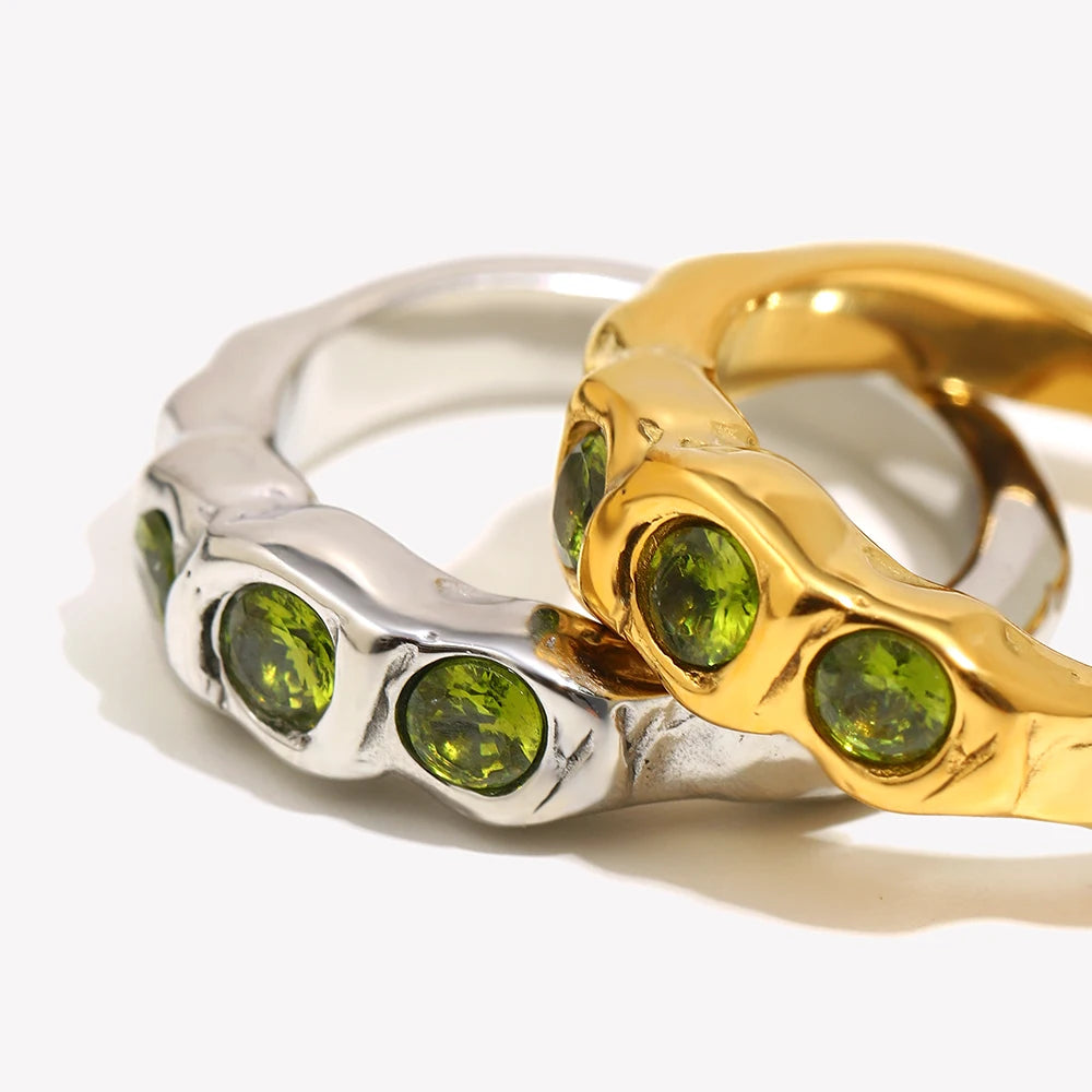 Green Zircon Ring - Chic Jewelry - OLIVIA JEWELRY