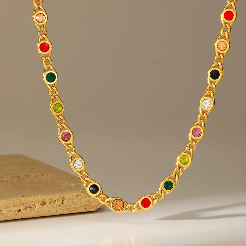 Zircon Necklace & Bracelet Golden - OLIVIA JEWELRY