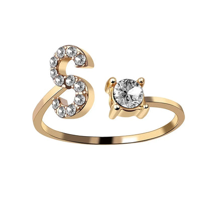 Initials Rings Zircon Letter Rings Wedding - OLIVIA JEWELRY