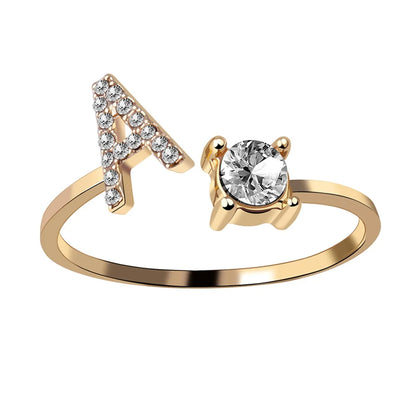 Initials Rings Zircon Letter Rings Wedding - OLIVIA JEWELRY