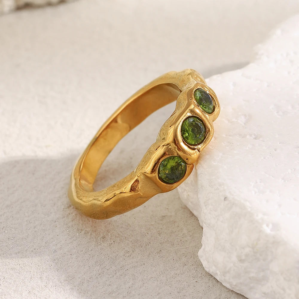Green Zircon Ring - Chic Jewelry - OLIVIA JEWELRY