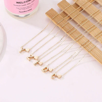 SUMENG Fashion Tiny Heart Dainty Initial Necklace Gold Silver Color Letter Name Choker  For Women Pendant Jewelry Gift - OLIVIA JEWELRY